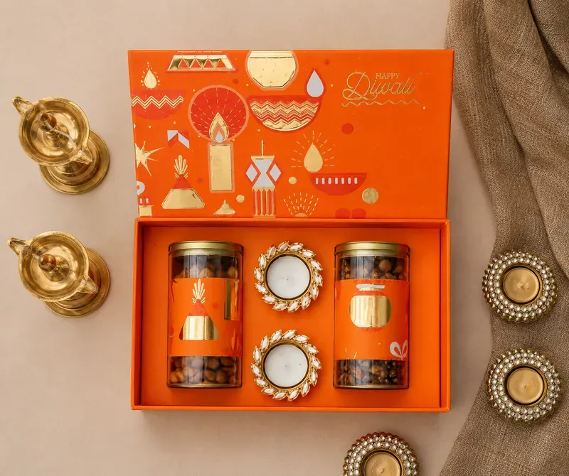 Diwali Gift Box — Dry Fruits & Festive Diya Set